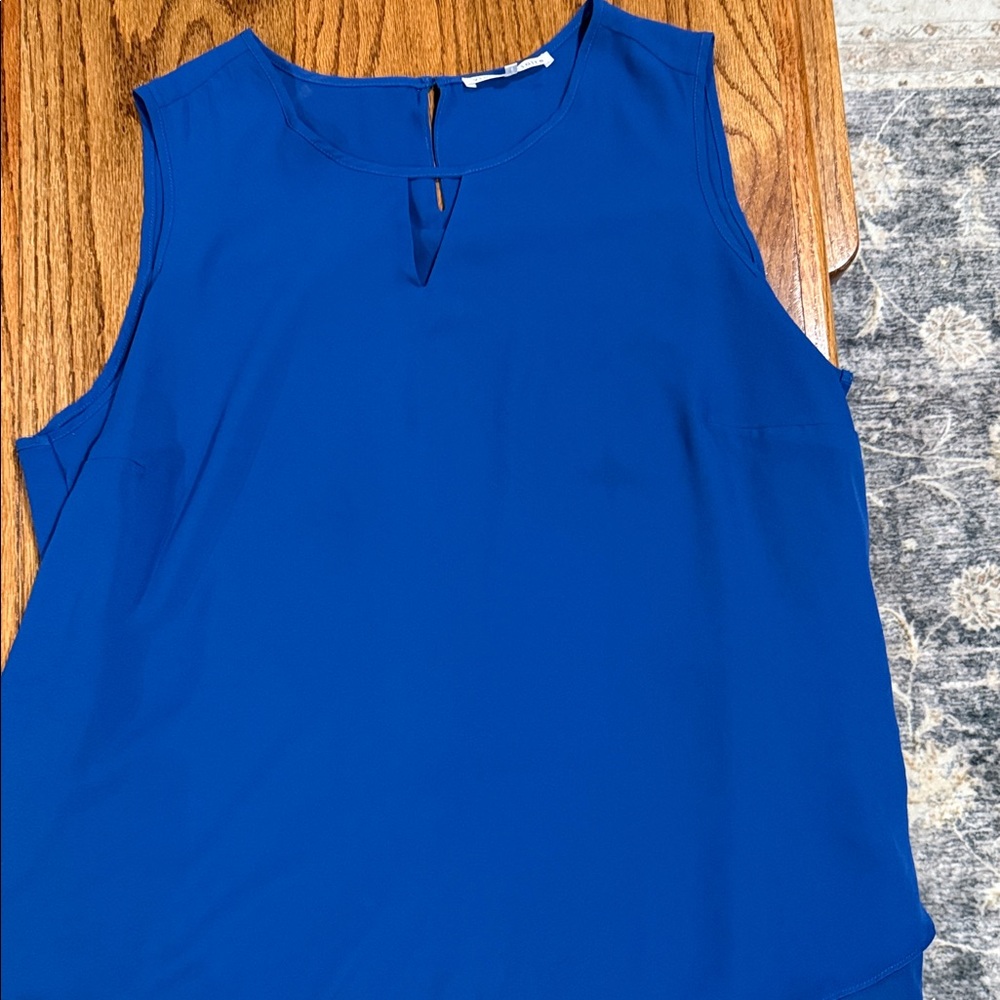 Violet & Claire Royal Blue Sleeveless Keyhole Shell Top